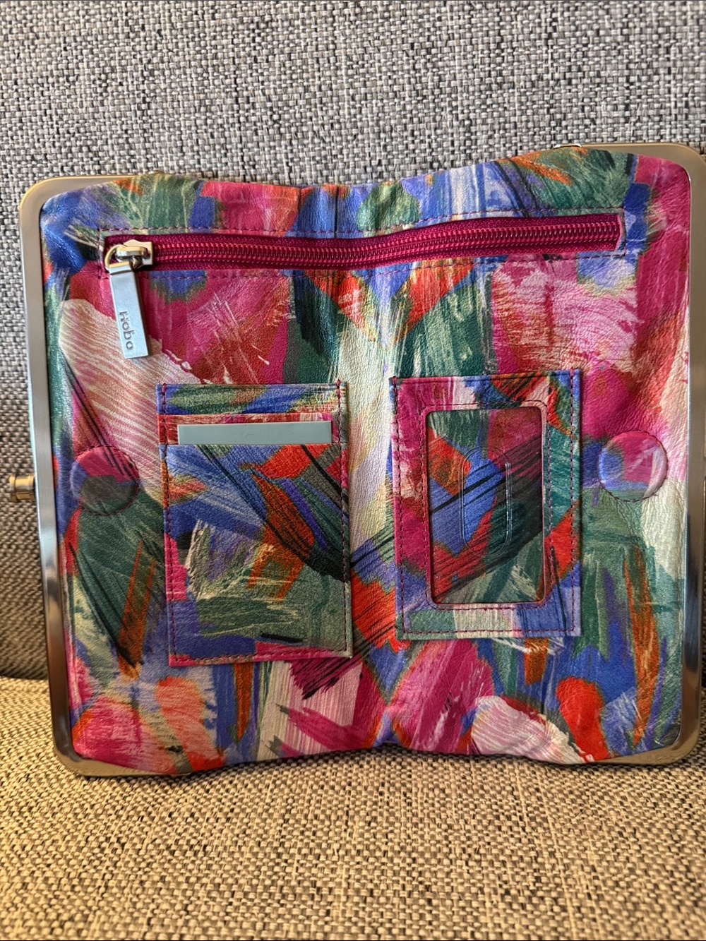 HOBO Multicolor Abstract Brushstroke Clutch in Pink, Green, Blue, Red - Picture 4 of 9